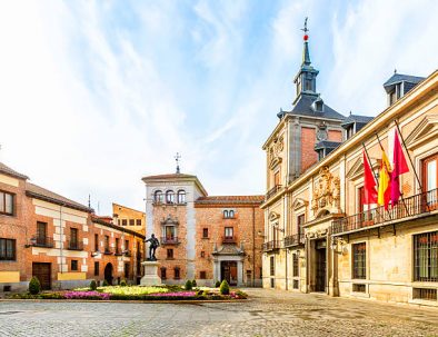 Plaza de La Villa in the old town of Madrid is probably the oldest civil square dating back to 15th century. Spain.